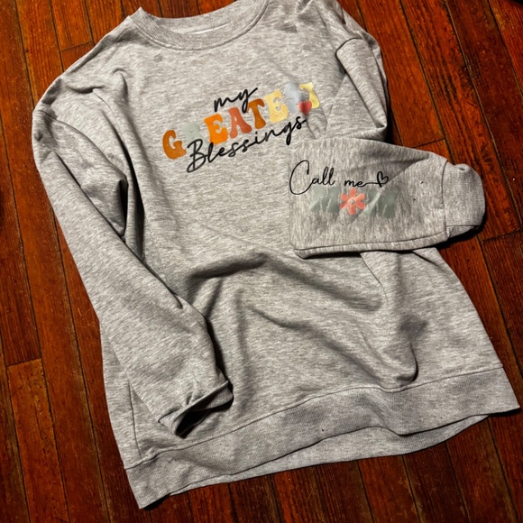 Graphic Print light Pullover Sweatshirt Mom style - Picture 2 of 7